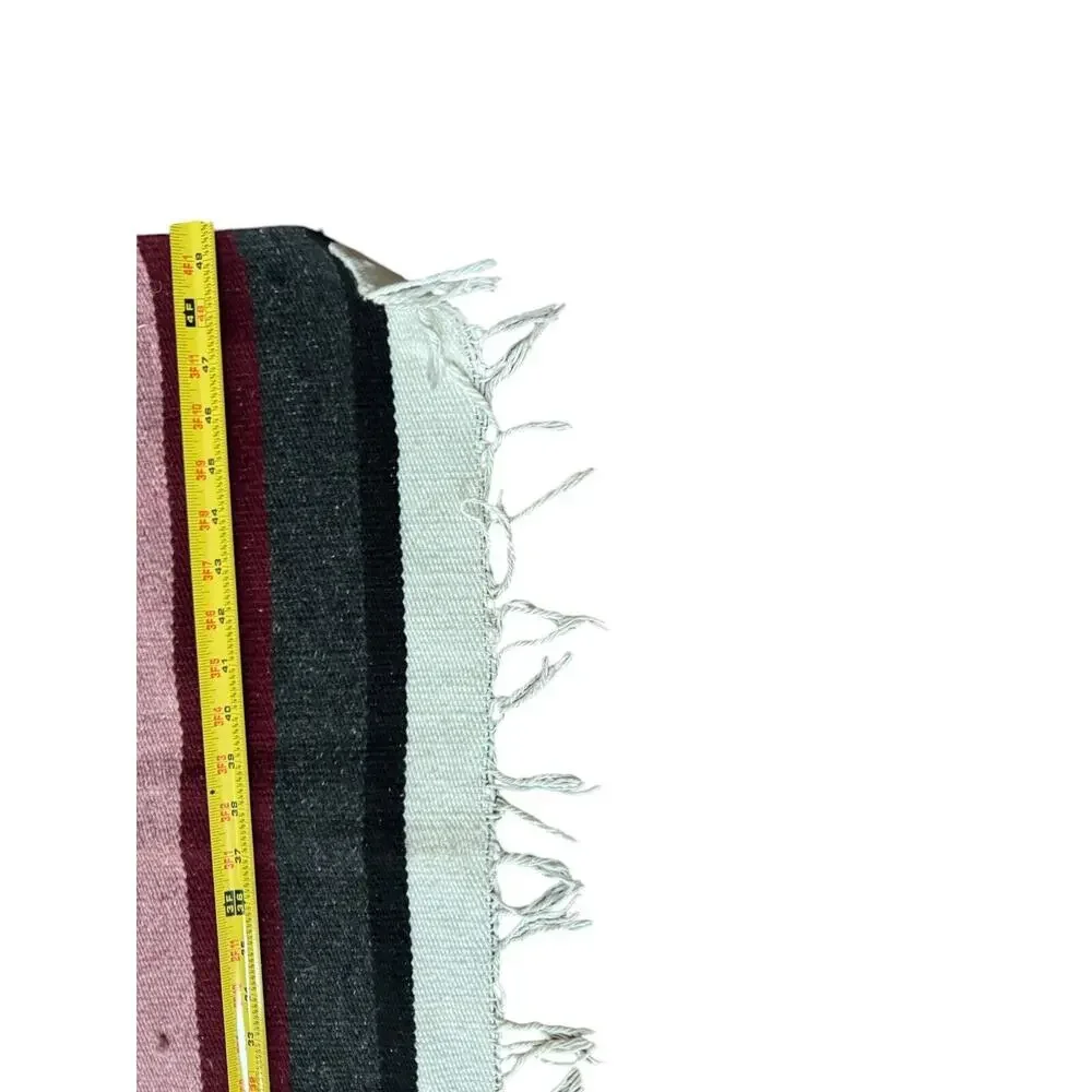 Southwestern Tapestry Blanket Art Hand Woven (?) Fringe Wall Hanging Rug READ‎